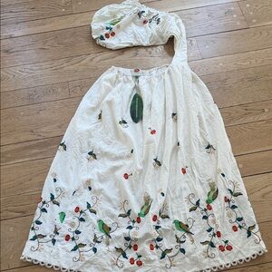 Embroidered White One shoulder cut out dress by Farm Rio